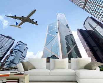 

Papel de parede Airplane Skyscrapers Passenger Airplanes photo wallpaper,living room sofa TV wall bedroom wall paper home decor