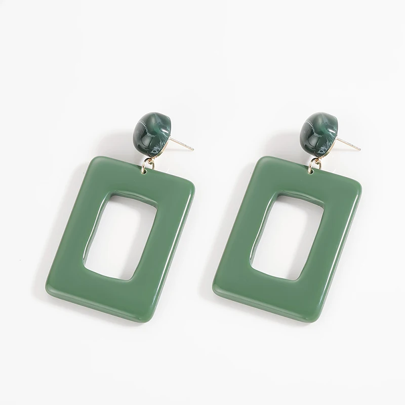 

New Arrival Long Square Acrylic Drop Earrings Bright Color Rectangle Statement Dangle Resin Jewelry Geometric Vintage Eardrop