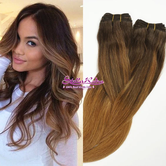 Ombre Balayage Highlights Mocha Brown Hair Weaves 2 Bundles Color