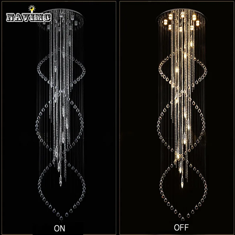 Современная хрустальная люстра большого размера спиральная длинная лестница осветительное приспособление для фойе отель Вилла