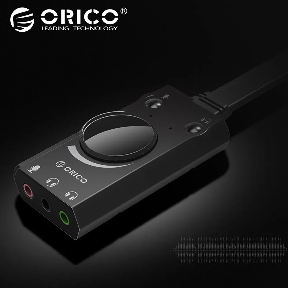 

ORICO External USB Sound Card Earphone Accessories Stereo Mic Speaker Headset Audio Jack 3.5mm Cable Adapter Mute Switch Volume