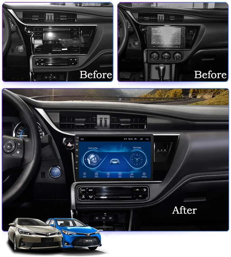 Cheap Super Slim Touch Screen Android 8.1 GPS Navigation for toyota corolla 2018 radio headunit tablet Stereo Multimedia Bluetooth 2