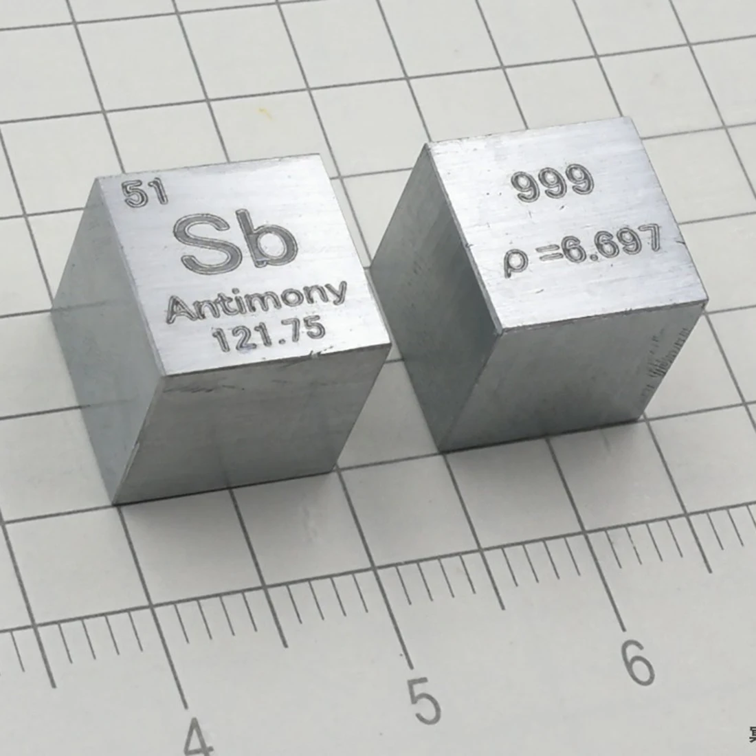  10 x 10 x 10mm Wiredrawing Antimony Cube Periodic Table Of Elements Cube for Lab Study Education Co