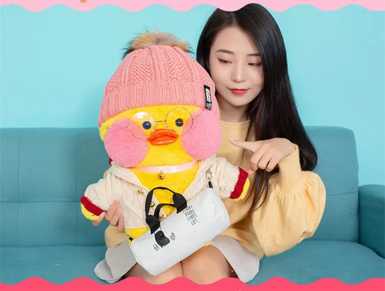 48cm Cute Lalafanfan Plush Stuffed Toys Kawaii Cafe Mimi Yellow Duck Plush Toys Valentine's Day Gifts Decoration Toys for Girls