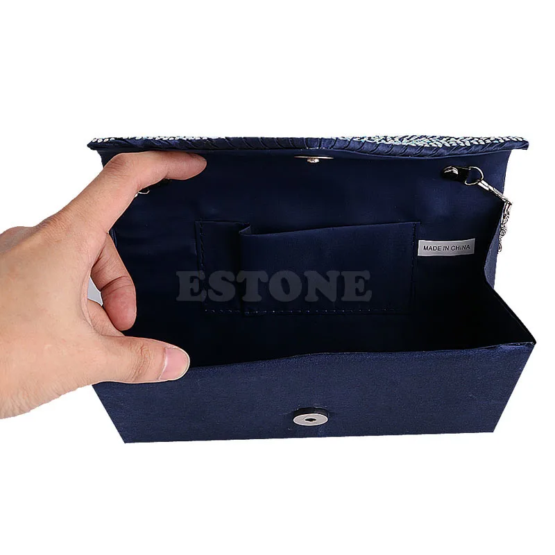 1Pc Women Sparkling Rhinestone Satin Frosted Evening Bag Handbag Clutch Purse 1Pc Women Sparkling Rhinestone Satin Frosted Evening Bag Handbag Clutch Purse