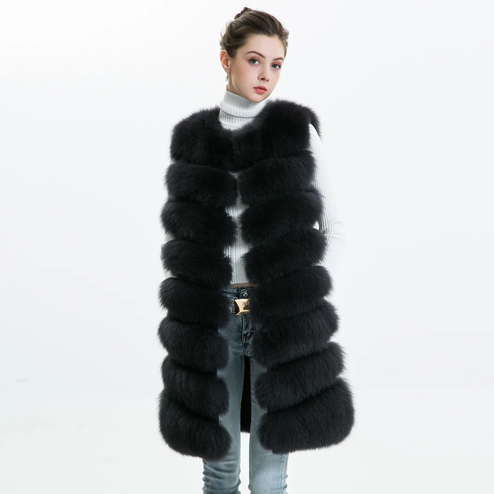

Winter Women Real Fox Fur Vest Female Natural Genuine Leather Fox Fur Vest Women's Full Pelt Waistcoat Long Real Fox Fur Gilet