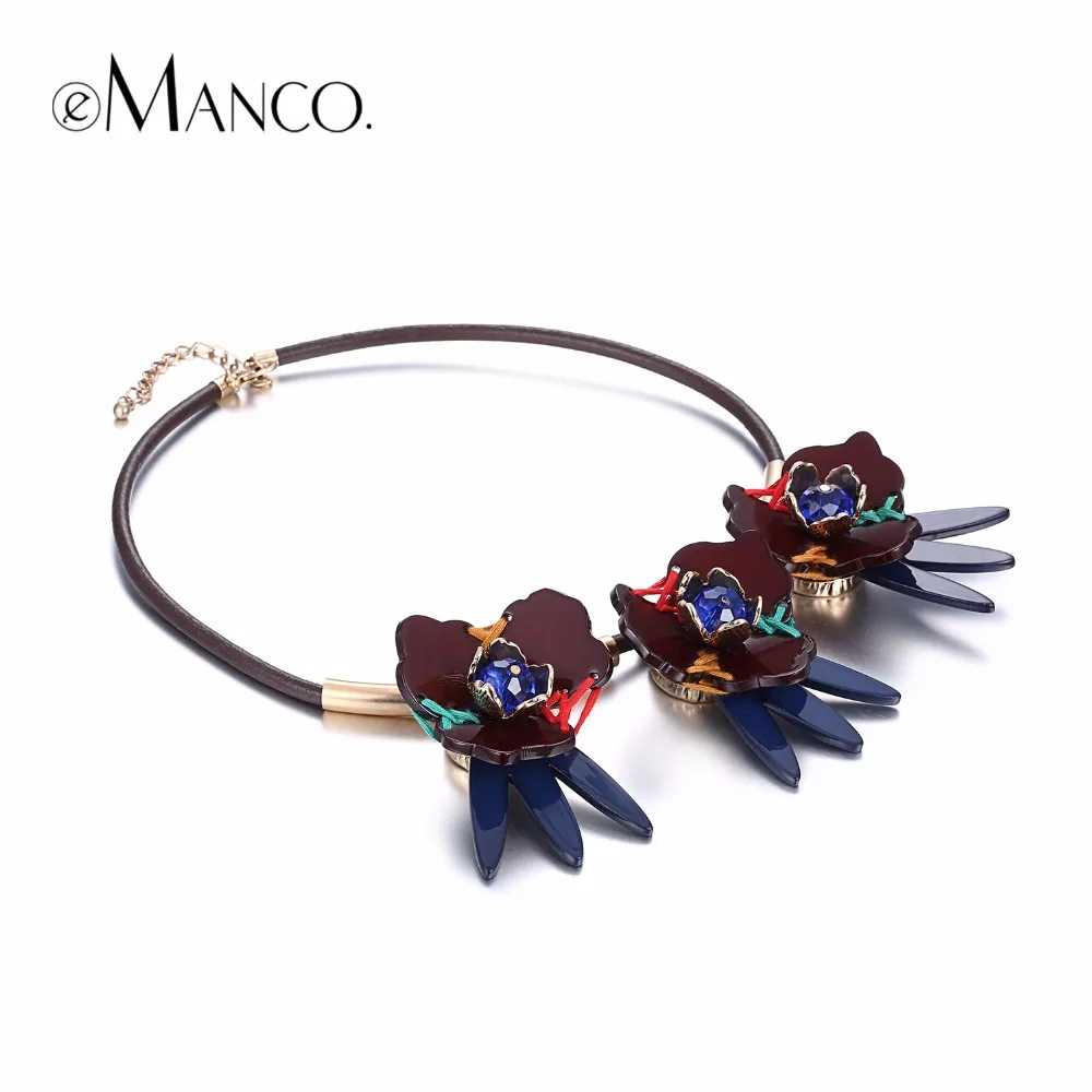 

eManco Women Ethnic Statement Plank Choker Necklaces Trendy Vintage Flower Leather Rope Necklace for Women Jewelry