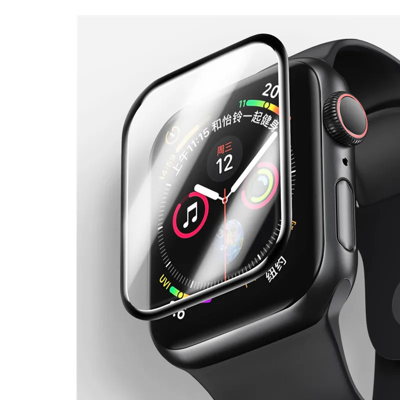 3D защитная пленка из закаленного стекла с закругленными краями для Apple Watch 3 2 1 38 мм 42 мм Защита экрана для iWatch 4 40 мм 44 мм полный клей