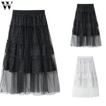 Женская юбка, летняя, повседневная, женская, высокая, эластичная талия, шифон, пэтчворк, длинная, плиссированная юбка, пляжные юбки, May20