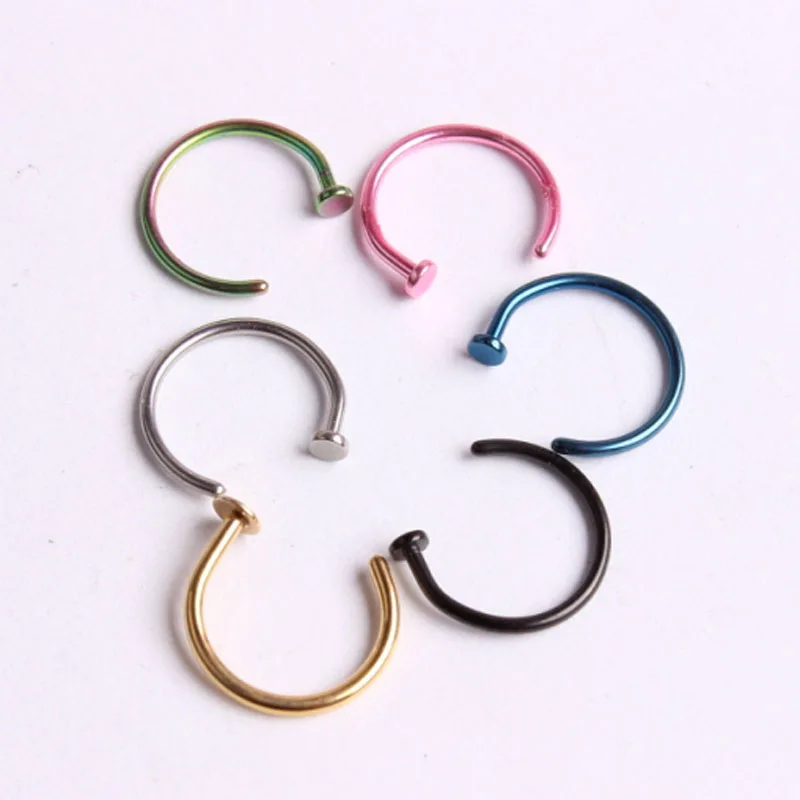 Nose Piercing mix 7 colors 100pcs Titanium  Anodized Clip Hoop Nose Rings Body  Jewelry  Drop Shipping