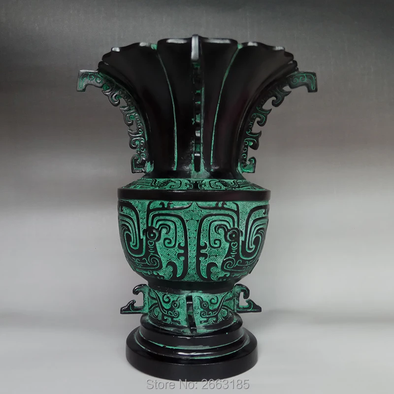 

Free Shipping Chinese Antique Bronze Phoenix Vein Lucky Vase Living room Home Decoration Family Aft Craft