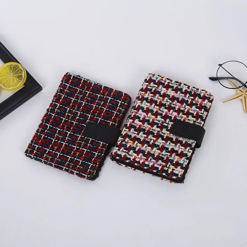 

Color Plaid Woven Notebook Magnetic Buckle Fixed Notepad