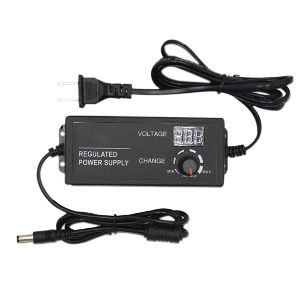 

New Hot AC/DC Adjustable Power Supply Adapter 3-12V 5A Voltage Display Speed Control US Plug