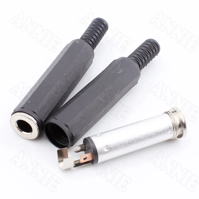 100pcs/lot TRS 3 Pin Plastic Audio Connector 6.35 Female Audio Connector 6.5mm Female Socket