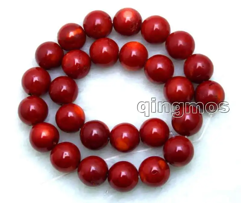 

SALE Big 14-15mm round High quality Red natural Coral loose beads strand 15"-los641 wholesale/retail Free ship