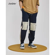 SODA WATER Men 2019 Summer Streetwear Joggers Sweatpants Hip Hop Loose Men Trousers Side Stripe Patchwork Men Long Pants 9334S