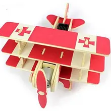 Солнечная энергия DIY комплект Самолет деревянный истребитель самолет Детский образовательный 3D деревянная игра-головоломка для детей