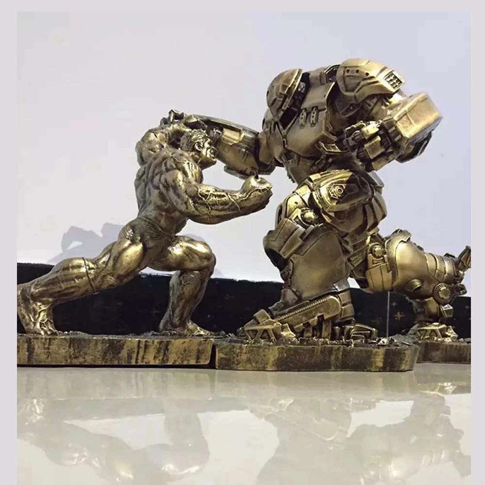 

Limited Quantity 2pcs /Set Hulk VS iron man MK44 Statue Finish Painting Resin Statue Action Figure H34 CM