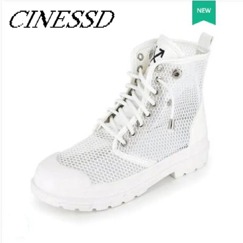 

New candy-colored leisure lace, breathable mesh Martin boots, elevator boots, fashionable women's shoes in summer 2019