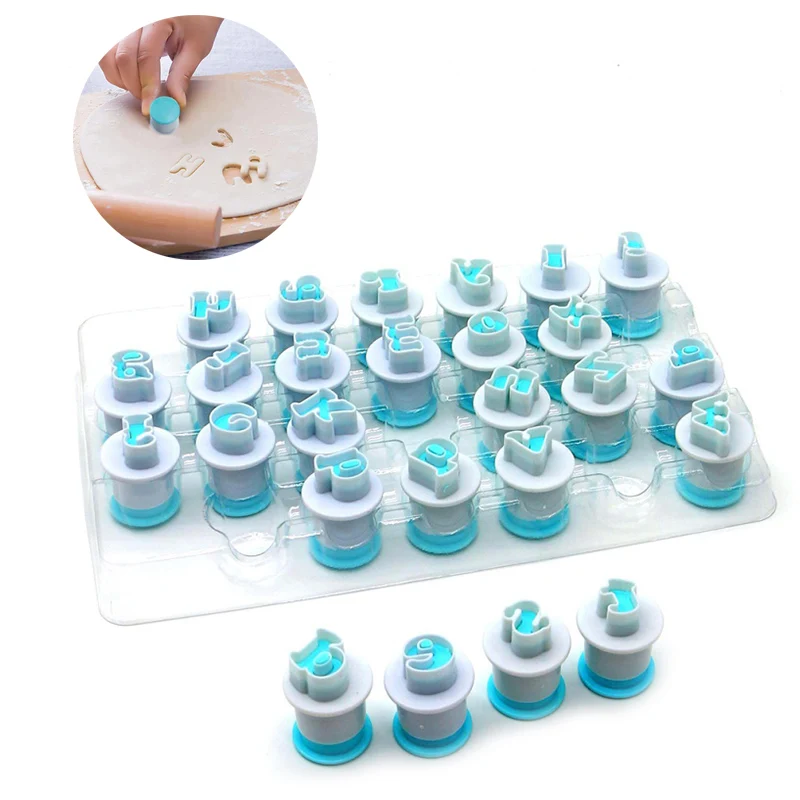 

DIY Alphabet 26 Letter 10 Number Cookie Cutters Stamps Fondant Cake Biscuit Cookie Molds Baking Pastry Tools
