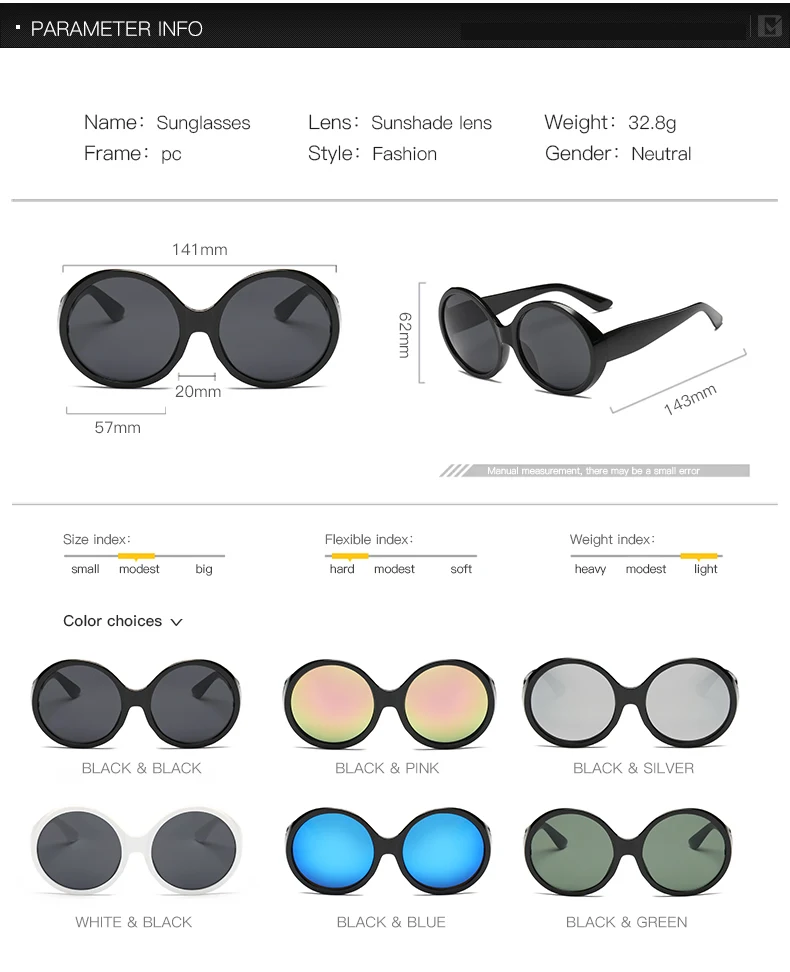 Большие негабаритные Круглые Солнцезащитные очки женские унисекс винтажные повседневные ретро готические тени очки Модные солнцезащитные очки