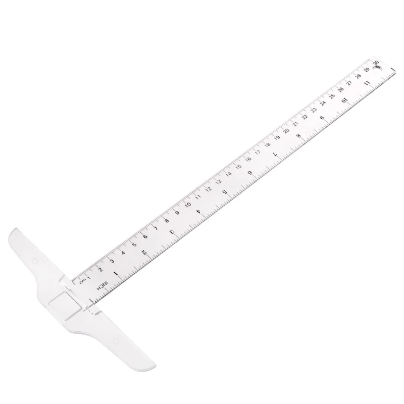 

30cm/12" Plastic T-Square Metric Ruler cm/inch Double Side Scale Measuring Tool -v
