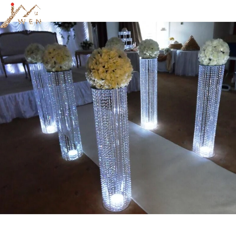 

6pcs/lot New arrival 120cm tall 22cm diameter acrylic crystal wedding road lead wedding centerpiece event party decoration