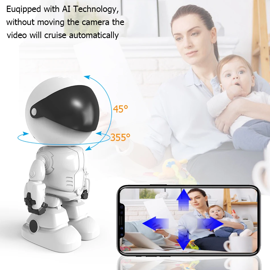  1080P Cloud Wireless IP Camera Robot Intelligent Auto Tracking Night Vision two-way audio Surveilla - 33059010664