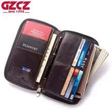 GZCZ бумажник Для мужчин Винтаж натуральная кожа мужской клатч, высокое качество длинный кошелек с молнией зажим для денег, карман для мобильного телефона Portomonee