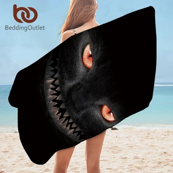

BeddingOutlet Black Cat Bathroom Towel Horrible Animal Fangs Beach Towel Nightmare Shower Towel for Halloween serviette 75x150cm