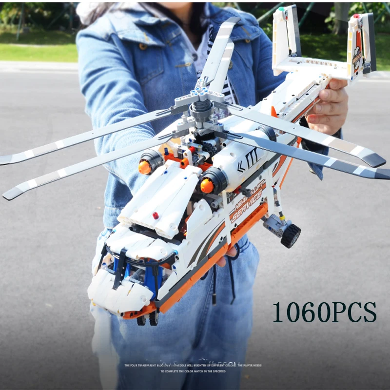 

Legoed Technic 42052 MOC sets Rescue Heavy Lift 20002 Helicopter Motorized building blocks child kid toys bricks Christmas DIY