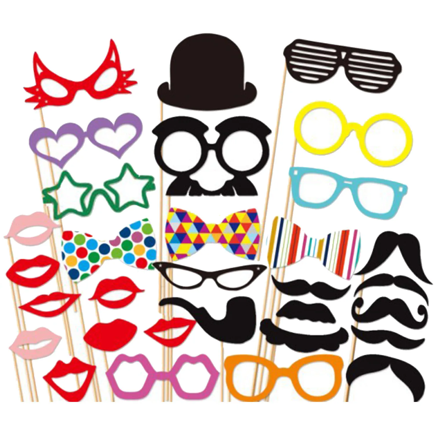 

Behogar 31 PCS DIY Photography Photo Booth Props Kit for Halloween Wedding Birthdays Graduate Party Selfie Dress-up Accessories