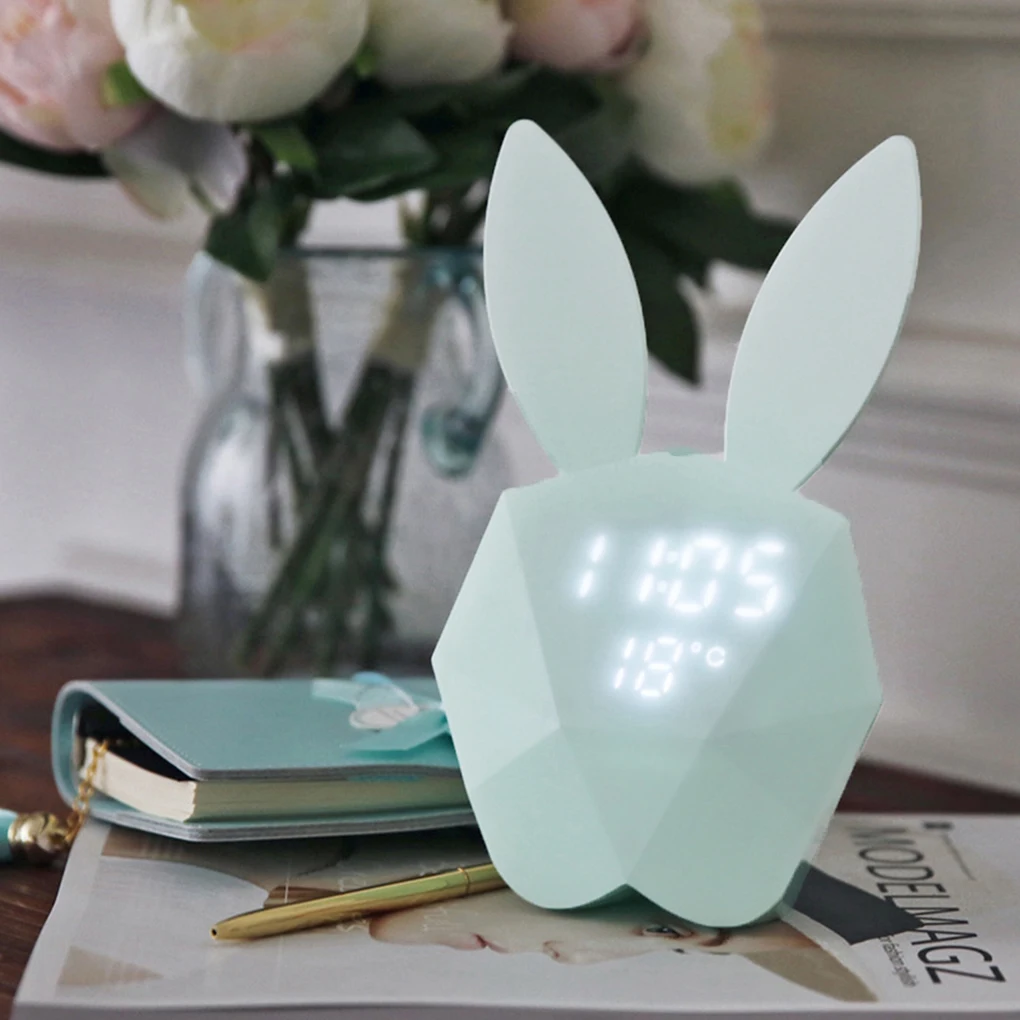 

Rabbit LED Electronic Alarm Clock Student Snooze Sound Sensitive Desktop Magnet Adsorption Digital Wall Clock