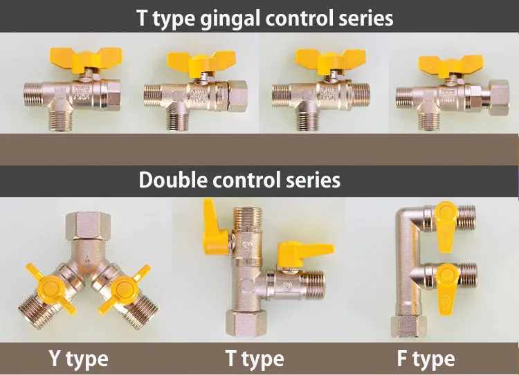 DN15 латунный Y Тип двойной контроль 1 вход 2 Выход шунтирующий клапан трехходовой газовый клапан переключатель шаровой клапан