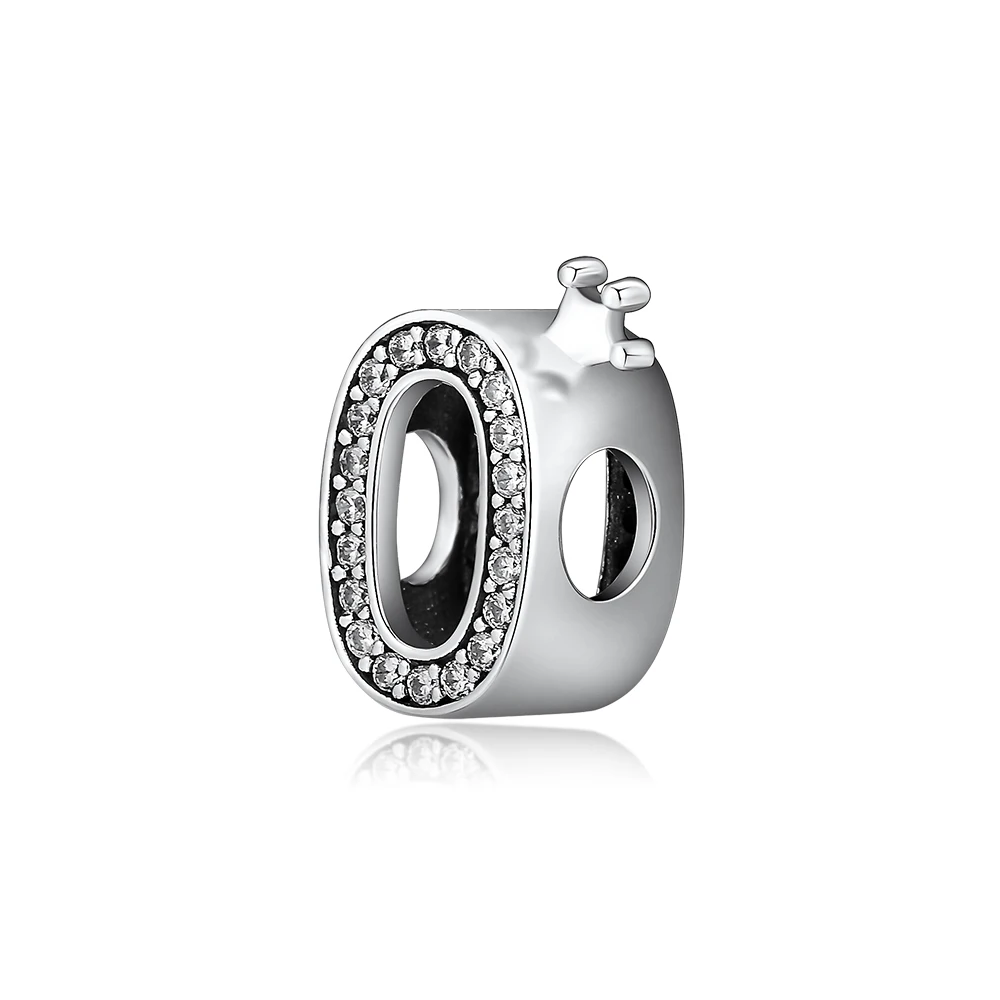 

Beads fit for Brand Bracelets Sparkling Number 0 charms 100% 925 Sterling Silver Jewelry Free Shipping