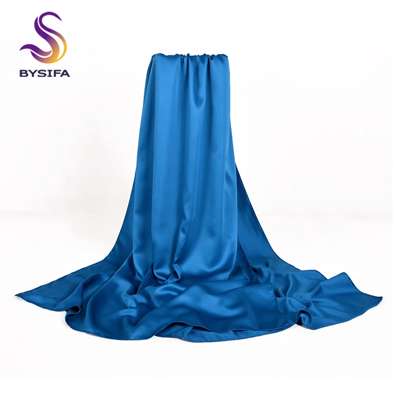 

[BYSIFA] New Women Solid Dull Satin Silk Scarf Shawl Spring Autumn Top Grade Plain Long Scarves Ladies Summer Beach Cover-ups