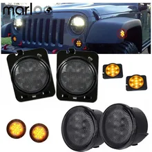 Ensemble de feux de clignotant de calandre fumé ambre/jaune pour Jeep Wrangler JK JKU