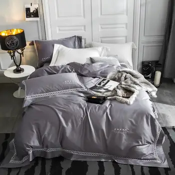 

Luxury 100S Egypt Cotton five-star hotel Bedding Set Hollow edge Silky Duvet Cover Bed Sheet Pillowcases Queen King Size 4Pcs
