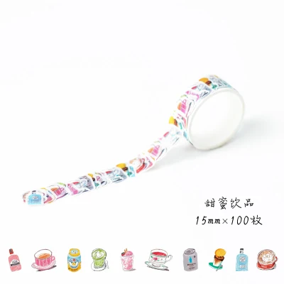 

1.5cm 1 pcs separate piece cool drink design washi tape Adhesive DIY Scrapbook Sticker Label Masking home decor