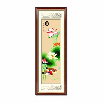 

SewCrane Stamped Cross Stitch Kit, Mandarin duck with Lotus Flowers in Summer, 14.6 x 44.5 inches