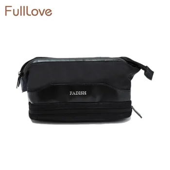 

FullLove Men's Travel Toiletry Bag Solid Black Ziplock Bag Double Layer Wash Cosmetics Organizer Home Storage & Organization