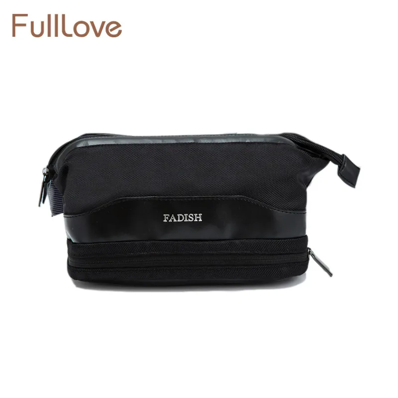 Fulllove الرجال سفر حقيبة ziplock حقيبة صلبة سوداء طبقة مزدوجة غسل مستحضرات التجميل منظم تخزين وتنظيم منزلي