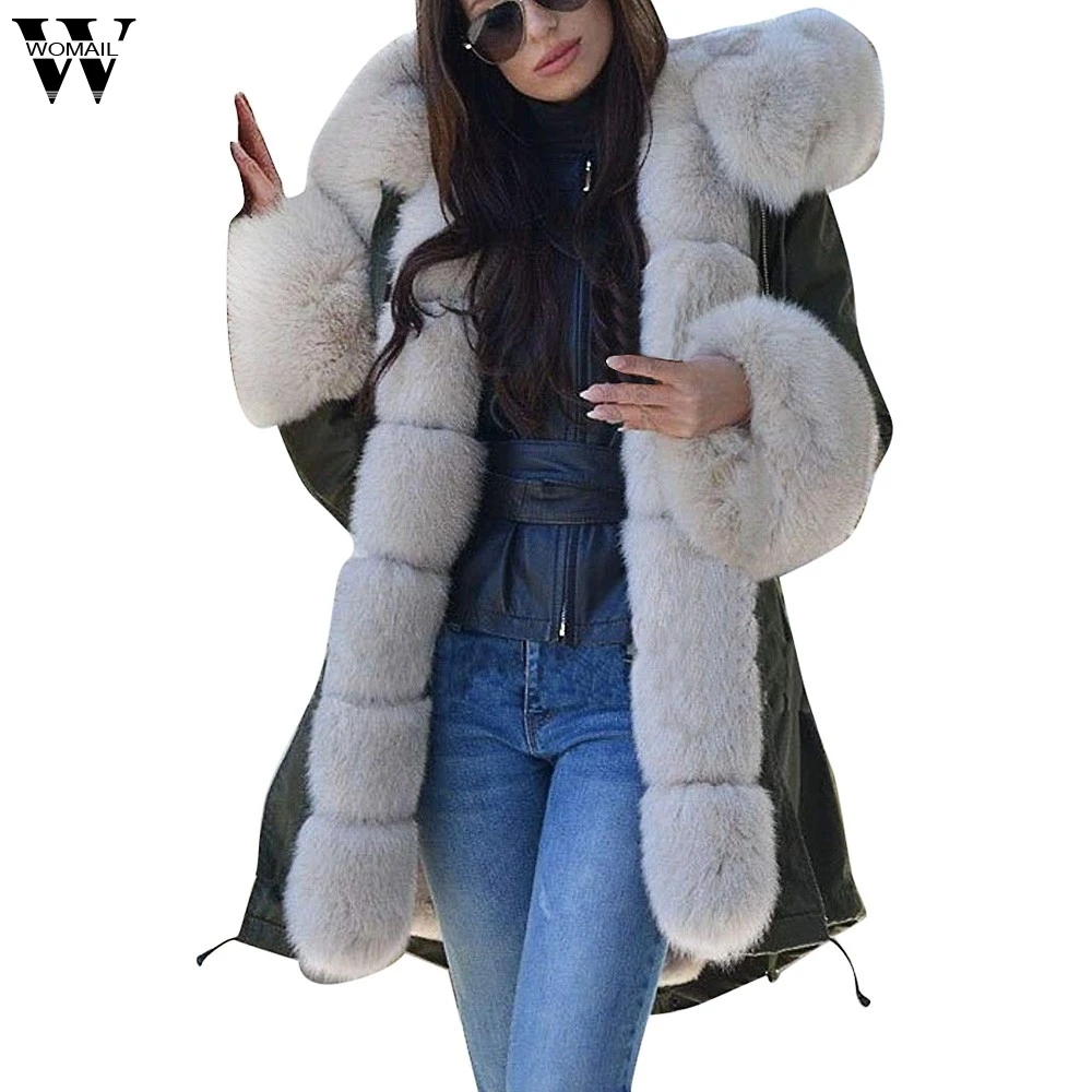 

Womail Faux Fur Coat Women Fluffy Warm Long Sleeve Outerwear Autumn Winter Coat Jacket Hairy Collarless Overcoat Plus Size 3XL