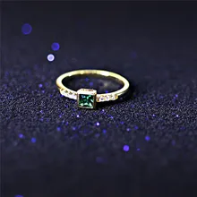 ROMAD Suqare каменные кольца для женщин Золотое кольцо на палец модное обручальное кольцо с зеленым кристаллом Boho ювелирные изделия ringen R4