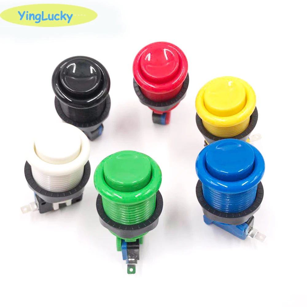 

yinglucky American Style Push Arcade Buttons with Microswitches 28mm Mounting Hole Long Arcade Button for Games Parts