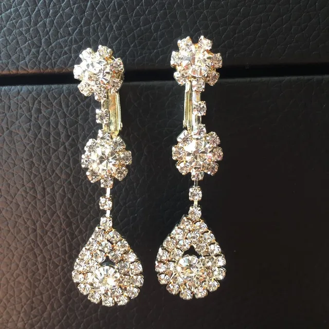 Fashion Rhinestone Clip Earring On Earrings Bridal Non Pierced Fashion Rhinestone Clip Earring On Earrings Bridal Non Pierced For Women Lady Party
