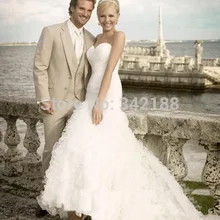 Индивидуальный костюм для мальчиков модные смокинги для жениха цвета слоновой кости Свадебный для шафера костюм костюмы для жениха и друга жениха(куртка+ брюки+ галстук+ жилет