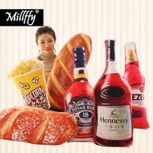 Simulation wine bottle pillow Bread cushion pillow food stuffed toys Creative doll doll gift