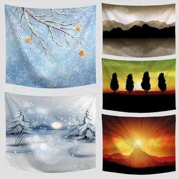 

Amazing Graceful Painted Snow Falling Beautiful Sight Printed Wall Hanging Tree Natural Scenery Tapestry Living Room Decoration
