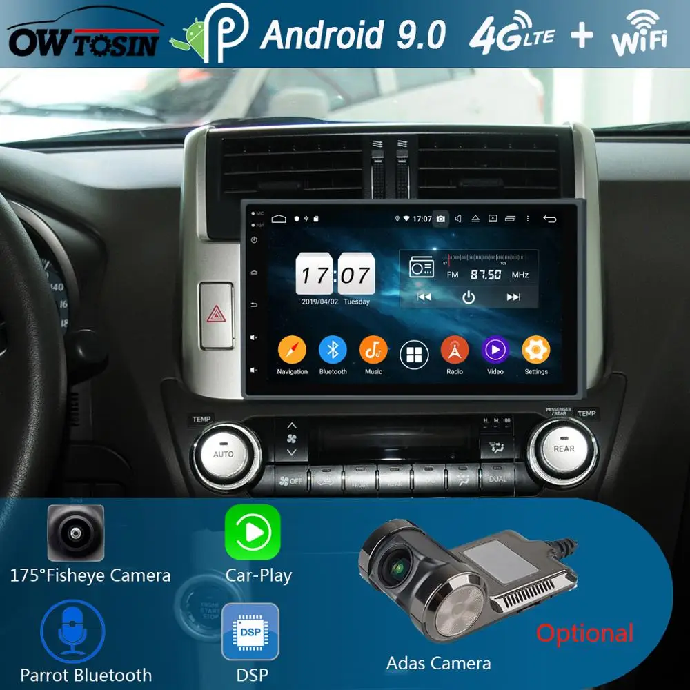 

9" IPS Android 9.0 8Core 4G+64G Car Multimedia Player For Toyota Prado 150 Land Cruiser J150 2009-2013 GPS Radio CarPlay Parrot